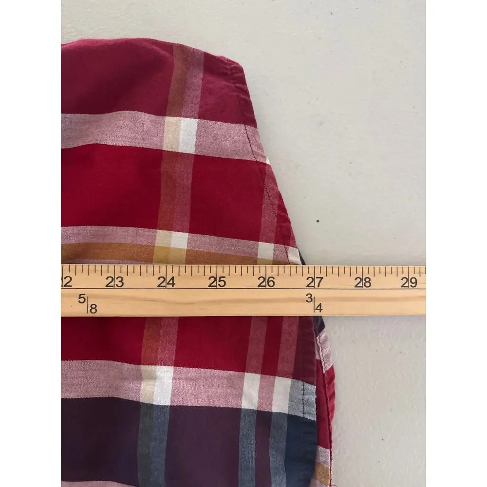 Levi's Long Sleeves Shirt Men's Size Large‎ Red Blue Plaid Pockets Western Cut